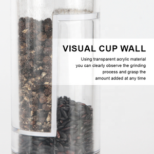 Moulin à sel et à poivre <span class=keywords><strong>manuel</strong></span> rechargeable à double chambre, conception 2 en 1, mécanisme de broyage réglable, plastique épais, moulin à poivre noir - Product Image 3