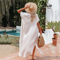 Nouvelle robe de plage zippée à bouton unique de style européen et américain, chemisier ample d'été, haut de bikini décontracté anti-UV