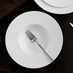 Piatto di <span class=keywords><strong>Pasta</strong></span> in ceramica moderna bianco puro disco volante cappello di paglia piatto occidentale ristorante scodella per zuppa di insalata di <span class=keywords><strong>Pasta</strong></span> Western - Product Image 3