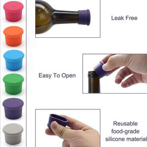 Tapas de silicona para sellar botellas, tapones de doble sellado de grado alimenticio para botellas de vino, tapas de cierre reutilizables de colores - Product Image 3