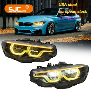 Feux avant SJC IKON V2 jaunes et blancs avec feux de jour (DRL) pour BMW Série <span class=keywords><strong>4</strong></span> F32 F36 F80 M4 F82 2013-2019, ensemble de feux de jour bicolores - Product Image 1