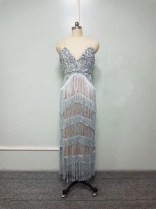 Vestido Rhinestone kristal tüyler düğün balo elbisesi bayanlar Bodycon gelin balo uzun elbise kadınlar resmi Mermaid abiye - Product Image 5