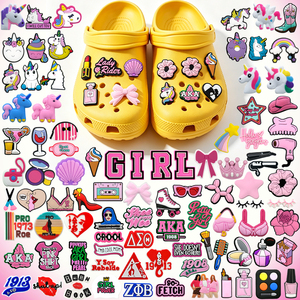 Abalorios decorativos <span class=keywords><strong>para</strong></span> zapatos de niña, estilo vaquera, con diseño de unicornio, concha, arcoíris, espiral y helado, sin espalda. - Product Image 1