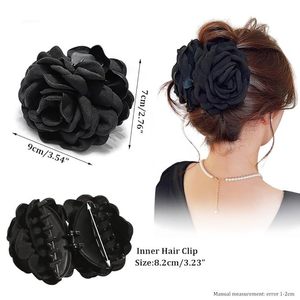 กิ๊บติดผมสไตล์หรูหราสำหรับวันหยุดฤดูร้อน ขนาด 10 ซม. เครื่องประดับตกแต่งผมรูปดอกกุหลาบผ้า สำหรับผู้หญิงและเด็กผู้หญิง - Product Image 6