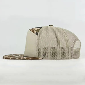 Sombrero de malla 168 personalizado, gorra Snapback, protector solar y transpirable, gorra de camionero de pico plano de 7 paneles, gorra trasera de malla ajustable de camuflaje personalizada - Product Image 5