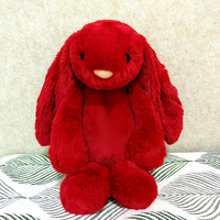 Jellcatt UK Lapin en peluche rouge vif aux oreilles tombantes, modèle Bashful Bunny, doux et rembourré, cadeau de Thanksgiving et des fêtes pour la famille