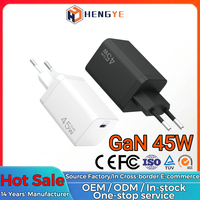 Chargeur 45W Type C ultra rapide pour téléphone, chargeur 45W mince, adaptateur de voyage universel GaN 45W, chargeur bloc USB-C PD 45W