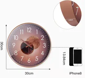 Mode nordique créativité Art peinture en plastique horloge murale personnalisée pour salon silencieux rond luxe cadeau petite horloge en gros