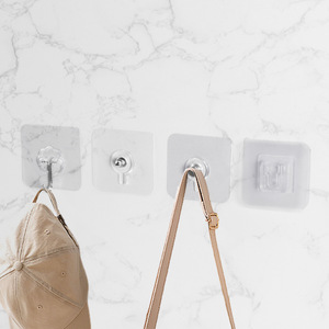 Transparent Adhesive <b>Hook</b> Square Wall Mounted Punch Free Clothes <b>Hook</b> Bathroom <b>Kitchen</b> Storage <b>Hook</b> - Product Image 1