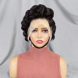 วิกผมลูกไม้แบบตัดสำเร็จ ผมบราซิลแท้แบบเรมี่ 13x4 โปร่งใสสำหรับติดลูกไม้ ความหนาแน่น 180% พร้อมหวี 4 ตัว ถอนขนแล้ว ผมแท้สำหรับผู้หญิง ผมสั้น - Product Image 2