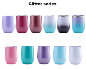 Edelstahl-Weinbecher 12oz, doppelwandig vakuumisolierte, stiellose, eiförmige Weinbecher mit Deckel - Product Image 5