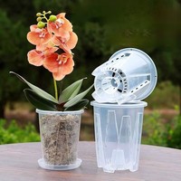 Pot Bunga Plastik Transparan Resin, Pot Anggrek Multi Lubang, Pot Tanam Bernapas, Pot Bunga Transparan untuk Tanaman