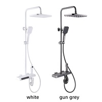Ensemble de douche mural haut de gamme en laiton gris canon avec écran de douche intelligent LED multifonctionnel thermostatique à effet pluie