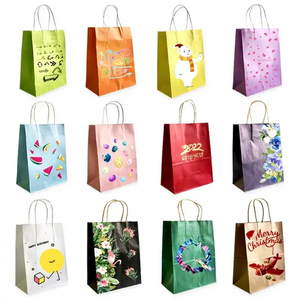 Bolsas de Papel Kraft Reciclables Personalizadas al por Mayor a Precio Económico, de 120-210g, con Asas Largas, Impresión Serigrafiada, para Boutique - Product Image 1