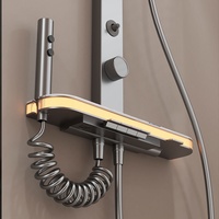 Pommeau de douche thermostatique numérique haut de gamme en aluminium brossé avec barre coulissante à valve céramique, fixation murale moderne à 2 trous