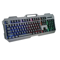 Nuevo Teclado para Juegos con Cable para PC de Escritorio, Tamaño Completo, Metálico, con Retroiluminación LED, USB, Resistente al Agua