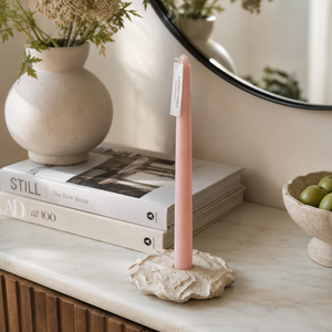 Base per Candela in Travertino NANWEI, Piedistallo a Petalo in Pietra Naturale con Venature Grigie, Centrotavola Decorativo - Product Image 6