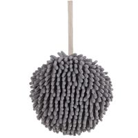 Serviette de toilette en chenille absorbante à séchage rapide, brodée, en polyester, avec design boule mignonne à suspendre, pour cuisine, salle de bain, usage domestique, vente en gros