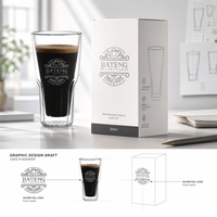 Mug à café et tasse à thé minimalistes en verre borosilicate à double paroi, capacité standard, faits à la main, compatibles lave-vaisselle