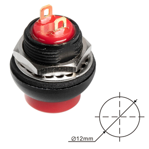 Interruptor de botón pulsador redondo momentáneo de 12 mm con botón alto, 2 pines, ON-OFF, de plástico, mini interruptor de botón pulsador para bocina de coche - Product Image 3