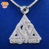 Pendentif personnalisé en forme de triangle avec lettre Kappy Boy, en argent sterling S925, Moissanite VVS, style Hip Hop, breloque disque DJ sertie de pierres