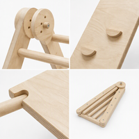 Montessori Modern Houten Rechthoekige Klimrek voor Kinderen - Opvouwbaar, Afneembaar, Multifunctionele Glijbaanset, Binnen Speeltuin