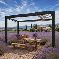 Pergola Aluminium 100% Retractable Model Atap Louver Terbuka Otomatis Bioklimatik Gazebo Terbuka di Atas Langit Terbuka Paviliun Luar Ruangan Tahan Air