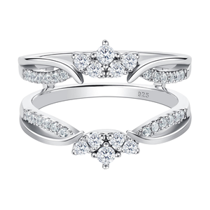 <strong>SHELOVES</strong> Women Wedding Ring Guard Enhancer Adjustable Band AAAAA Zircon 925 Sterling Silver Sz 5.5 - Product Image 1