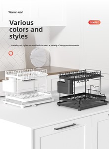 Hai Lớp Có thể tháo rời món ăn giá đa chức năng Gấp thiết kế với hệ thống thoát nước cho nhà bếp Countertop lưu trữ - Product Image 6