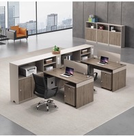 Juego de escritorio y silla de oficina financiera simple y moderna, diseño contemporáneo, computadora de estación de trabajo para personal de 4/6 personas