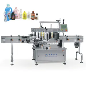 Automatic Two Side Labeling Machine Designed for Food Cans Soap Pet Plastic Oval Square Bottles