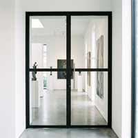 Puerta de Entrada de Vidrio Estilo Moderno para Villa Francesa con Marco de Acero y Hierro para Exteriores