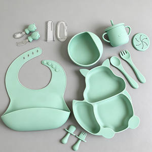 Set di Stoviglie per Bambini in Silicone Alimentare Personalizzato OEM, Piatti Morbidi per Neonati con Ciotola <span class=keywords><strong>a</strong></span> Ventosa e Cucchiaio - Product Image 5