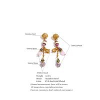 Boucles d'oreilles pendantes JINYOU 5749 en pierre naturelle, plaquées or, avec perles irrégulières en coquillage et corail, pour un été romantique