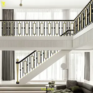 新型现代风格金属栏杆室内豪华黄铜栏杆室内楼梯