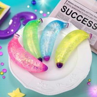 Palla Squishy Trasparente con Glitter a Forma di Banana, a Lenta Risalita, Giocattolo Antistress Kawaii per Scrivania, Regalo per Ragazzi