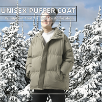 Manteau d'hiver unisexe matelassé décontracté à col montant et capuche, écologique, coupe-vent, respirant, épais, rembourré en poly, chaud