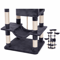 Direct usine Arbre à chat extra haut en peluche avec panier, hamac et rampe