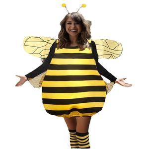 Costume d'Halloween pour femmes, manches longues, patchwork rayé, costume d'abeille avec chaussettes hautes et serre-tête, tenue de cosplay - Product Image 5