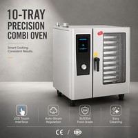 Horno Combinado Comercial Inteligente de Alta Gama con Pantalla Táctil, Vaporera Industrial de Acero Inoxidable para Cocina de Hotel GN1/1