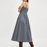 Usine Oem Robes d'été rayées sans manches de haute qualité Robe midi camisole longue en coton à bretelles spaghetti pour femmes