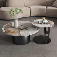 Ensemble de tables basses rondes contemporaines modernes en or pour salon, meubles avec cadre métallique, tables à thé gigognes réglables en hauteur