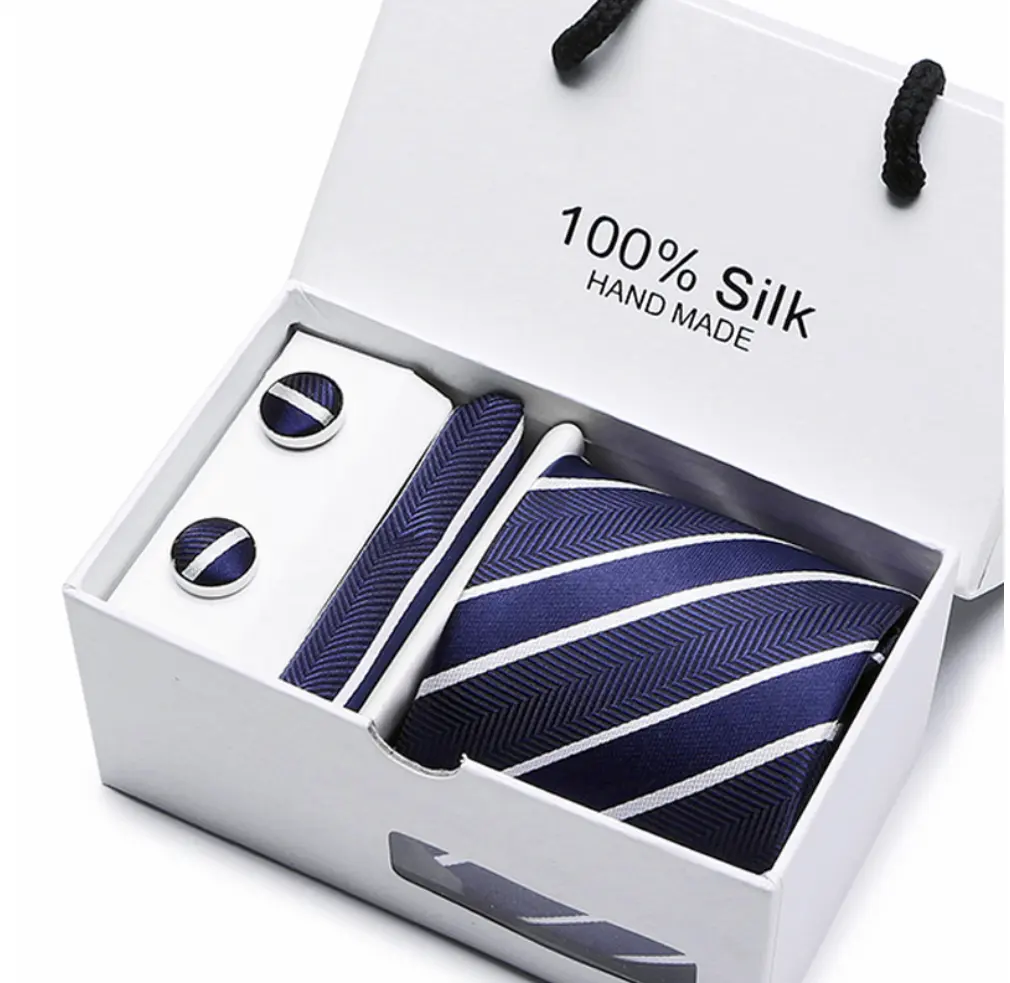 SB01 wholesale Silk Tie and Handkerchief Skinny Tie Men Neck Tie Set with Gift Box