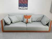 Moderno Sofá de Tela de Dos Tonos, Duradero, Cuadrado, de 3 Plazas, con Cojines Decorativos, Tapizado, para Sala de Estar, Decoración del Hogar, Muebles