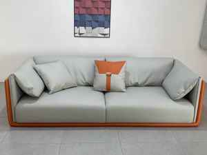 طقم أريكة حديث مربع الشكل بثلاثة مقاعد مصنوع من قماش ثنائي اللون متين مع وسائد مميزة مبطنة لغرفة المعيشة وديكور المنزل - Product Image 4