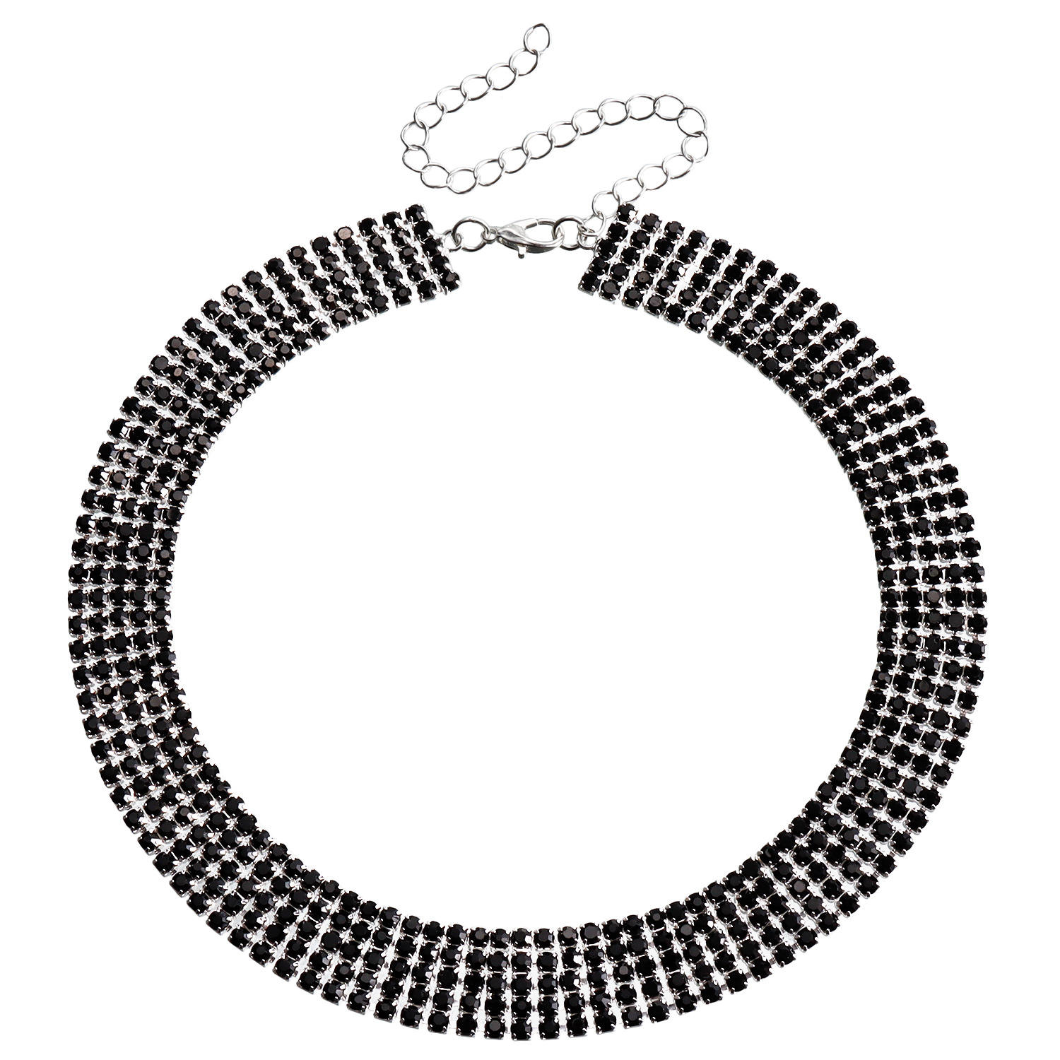 ZW462เงินสีดำเพชร5แถว