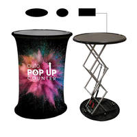 Comptoir d'exposition promotionnel portable en tissu tendu, courbé, ovale, rectangulaire, rond, pour salon professionnel, présentoir pop-up