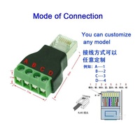 Adaptateur convertisseur Ethernet RJ45 8P8C mâle vers bornier à vis 4 broches pour CCTV