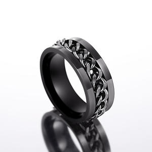 DJ069 Bagues en acier inoxydable pour hommes, plaquées or 18 carats, bijoux tendance, cadeau pour lui - Product Image 6