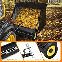 Balayeuse à main en métal de 52 pouces, grande capacité de 27 pieds cubes, hauteur de balayage réglable, corde de vidange, OEM pour la collecte des feuilles et de l'herbe